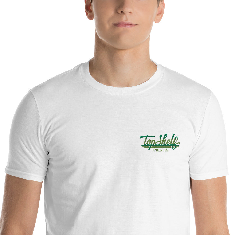 custom embroidered gildan tshirt left pocket