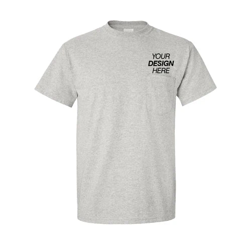 custom embroidered gildan tshirt left pocket
